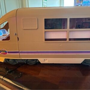 Vintage 2001 Barbie Tan Train with Purple Stripes